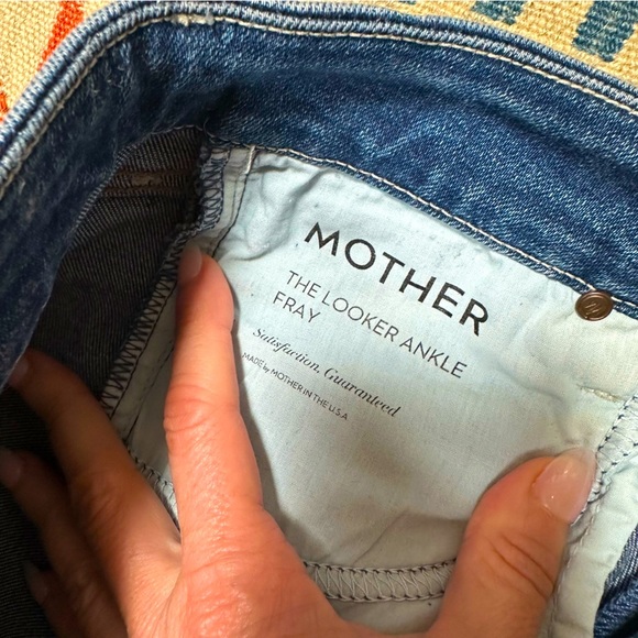 Mother Denim The Looker Ankle Fray Jeans in medium blue Mid Rise Skinny - Picture 10 of 12